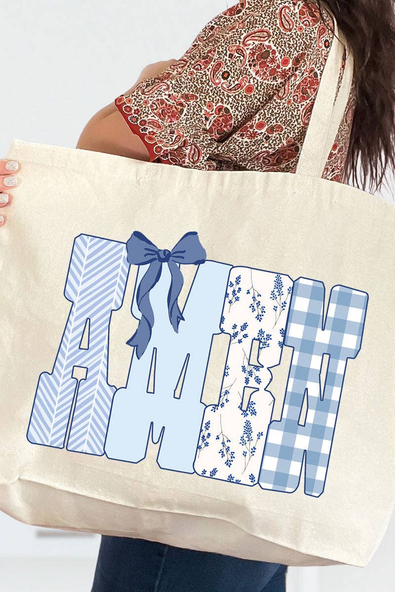 Sunday Blue Amen Canvas Jumbo Tote