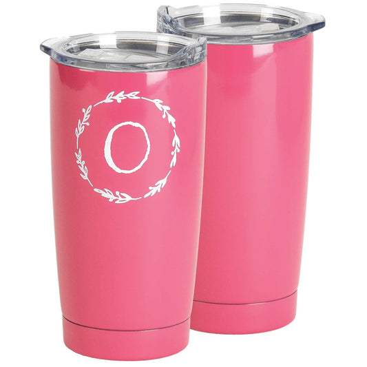 "O" Monogram Stainless Steel Tumbler Pink 20 oz