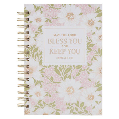 Journal Spiral Pink Floral Bless You And Keep You Num. 6:24