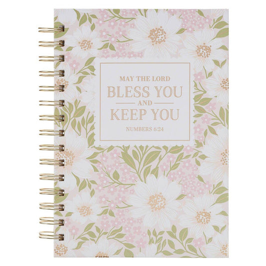 Journal Spiral Pink Floral Bless You And Keep You Num. 6:24