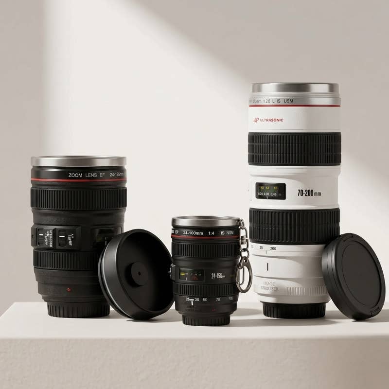 Camera Lens Mug with Stainless Steel Liner (Black)
