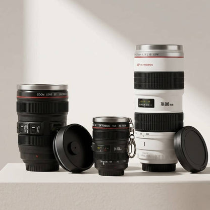Camera Lens Mug with Stainless Steel Liner (Black)