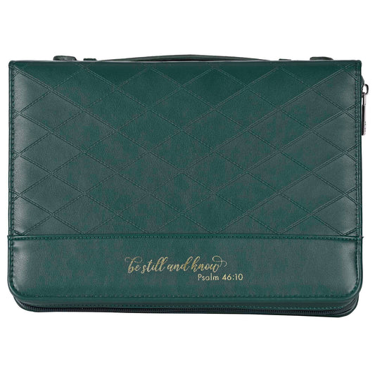 White Dove -Bible Case Quilted Be Still Green XLarge