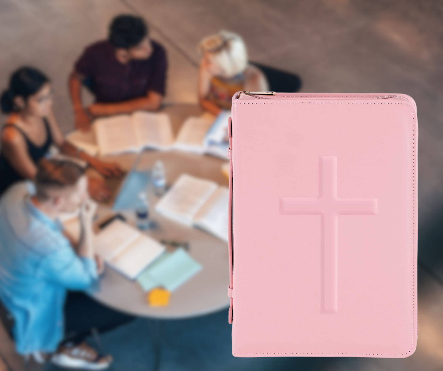 White Dove Bible Case Embossed Cross Pink XLarge