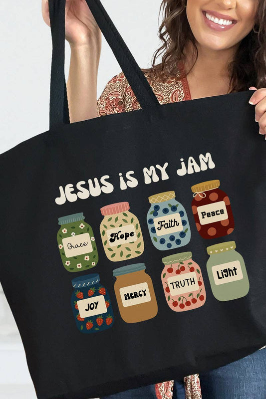 Jesus Is My Jam Canvas Jumbo Tote
