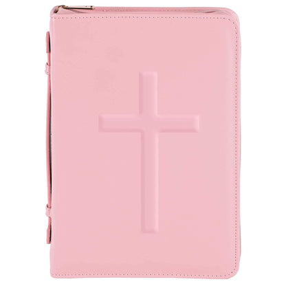 White Dove Bible Case Embossed Cross Pink XLarge