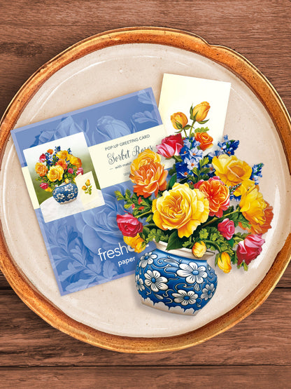 Mini Sorbet Roses Pop-up Card