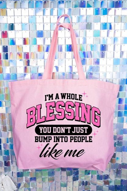 I'm A Whole Blessing Canvas Jumbo Tote