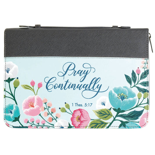 White Dove -"PRAY CONTINUALLY" Grey Bible Cover - Large