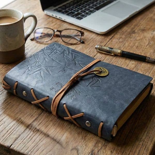 Asian Bamboo Leatherette Journal - Grey