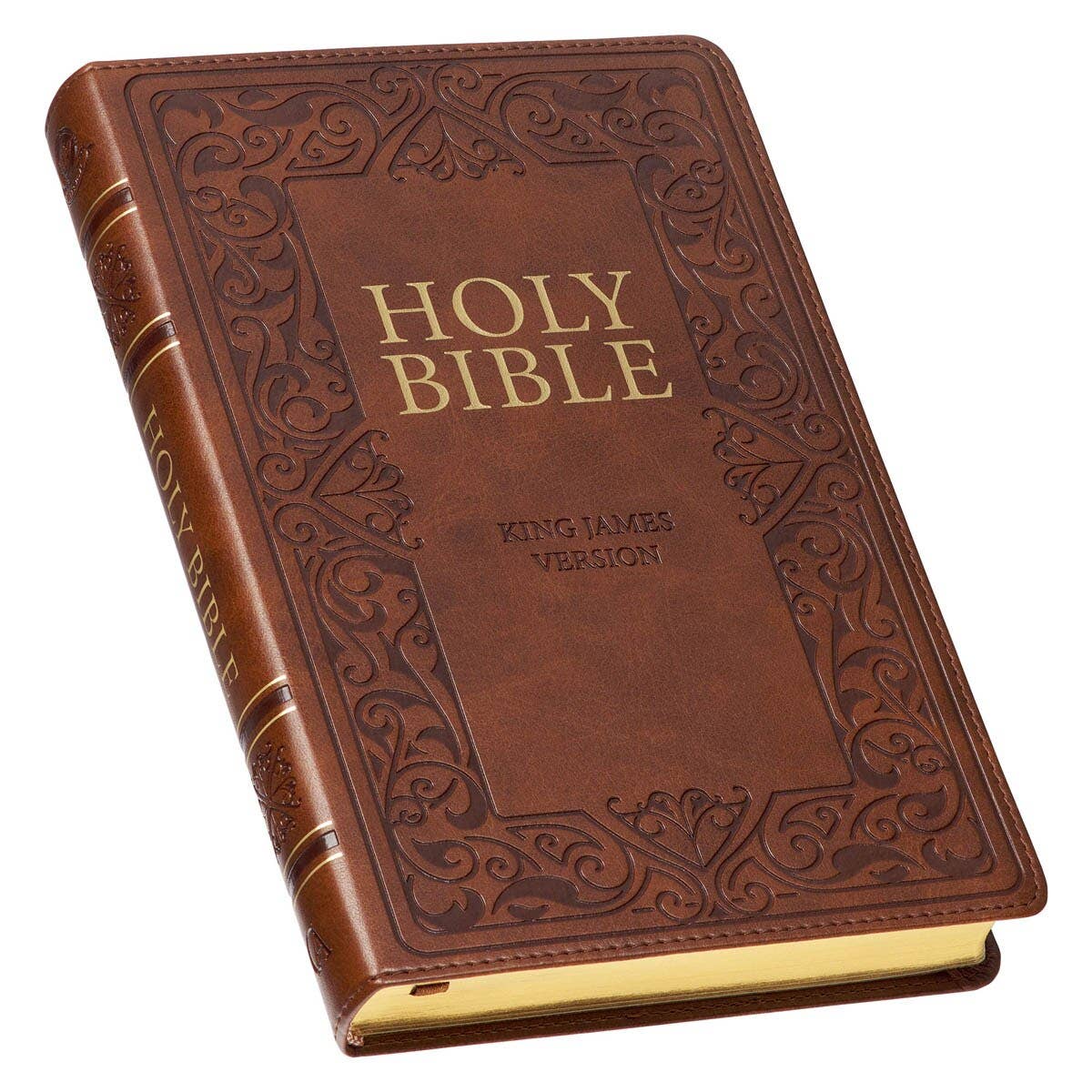 KJV Bible Deluxe Gift Faux Leather, Medium Brown