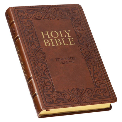 KJV Bible Deluxe Gift Faux Leather, Medium Brown