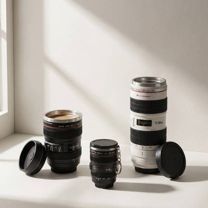 Camera Lens Mug with Stainless Steel Liner (Black)