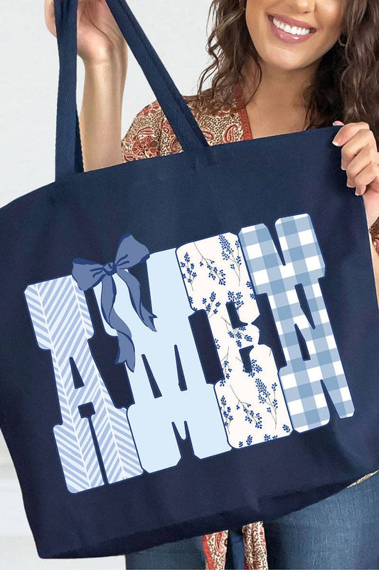Sunday Blue Amen Canvas Jumbo Tote