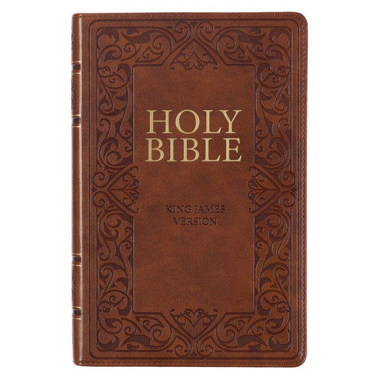 KJV Bible Deluxe Gift Faux Leather, Medium Brown