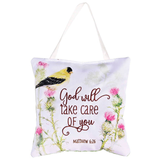 Hanging Door Pillow God Will Matt. 6:26