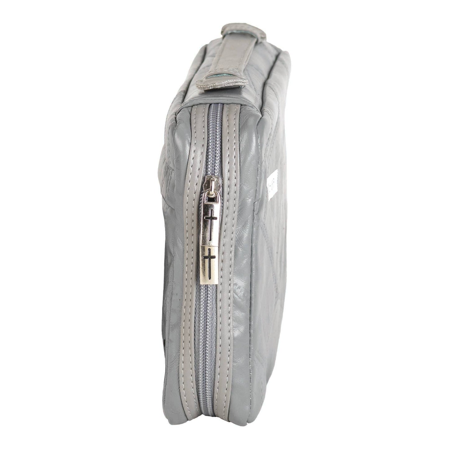 Gray Leather Patchwork Large Bible Case