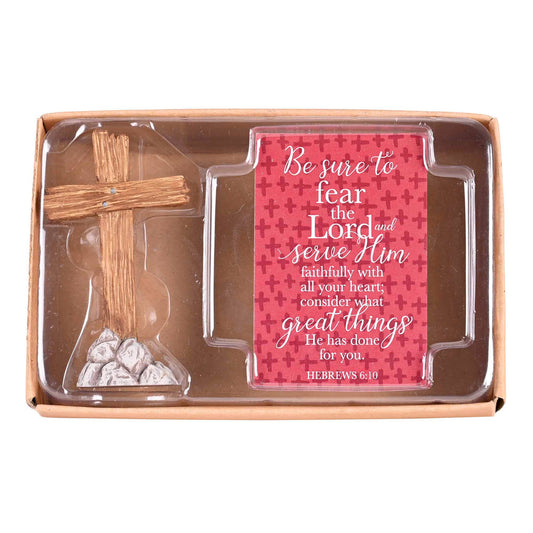 Cross And Card Serve Him Faithfully